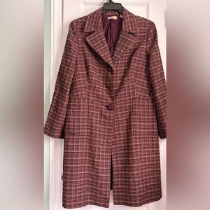 I.E. Women's Long Plaid Wool/Acrylic/Polyester Trench Coat, Sz: XL